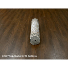 Load image into Gallery viewer, 4&#39;2&quot;x12&#39; Goose Gray, Pure Wool, Hand Knotted, Karajeh Design With Tribal Medallions, Wide Runner Oriental Rug FWR508146