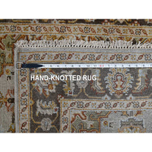 Load image into Gallery viewer, 4&#39;2&quot;x12&#39; Goose Gray, Pure Wool, Hand Knotted, Karajeh Design With Tribal Medallions, Wide Runner Oriental Rug FWR508146