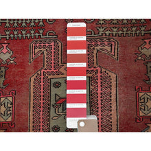 Load image into Gallery viewer, 2&#39;3&quot;x8&#39;5&quot; Cherry Red, Vintage Persian Hamadan with Distinct Abrash, Cropped Thin, Zero Pile, Sides and Ends Professionally Secured, Even Wear, Hand Knotted, Pure Wool, Narrow Runner, Oriental Rug Sh846 FWR5076