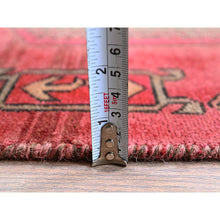 Load image into Gallery viewer, 2&#39;3&quot;x8&#39;5&quot; Cherry Red, Vintage Persian Hamadan with Distinct Abrash, Cropped Thin, Zero Pile, Sides and Ends Professionally Secured, Even Wear, Hand Knotted, Pure Wool, Narrow Runner, Oriental Rug Sh846 FWR5076