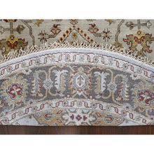 Load image into Gallery viewer, 6&#39;2&quot;x6&#39;2&quot; Goose Gray, Karajeh Design With Tribal Medallions, Pure Wool, Hand Knotted, Round Oriental Rug FWR508206