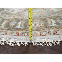 Load image into Gallery viewer, 6&#39;2&quot;x6&#39;2&quot; Goose Gray, Karajeh Design With Tribal Medallions, Pure Wool, Hand Knotted, Round Oriental Rug FWR508206