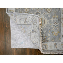 Load image into Gallery viewer, 2&#39;7&quot;x10&#39; Medium Gray, Karajeh And Geometric Design, Natural Wool, Hand Knotted, Runner Oriental Rug FWR508272