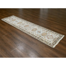 Load image into Gallery viewer, 2&#39;7&quot;x10&#39; Goose Gray, Karajeh Design with Tribal Medallions, Pure Wool, Hand Knotted, Runner Oriental Rug FWR508290