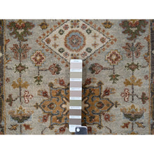 Load image into Gallery viewer, 2&#39;7&quot;x10&#39; Goose Gray, Karajeh Design with Tribal Medallions, Pure Wool, Hand Knotted, Runner Oriental Rug FWR508290