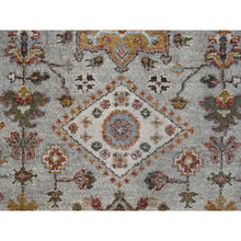 Load image into Gallery viewer, 2&#39;7&quot;x10&#39; Goose Gray, Karajeh Design with Tribal Medallions, Pure Wool, Hand Knotted, Runner Oriental Rug FWR508290
