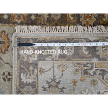 Load image into Gallery viewer, 2&#39;7&quot;x10&#39; Goose Gray, Karajeh Design With Tribal Medallions, Pure Wool, Hand Knotted, Runner Oriental Rug FWR508290