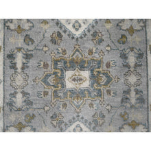 Load image into Gallery viewer, 2&#39;8&quot;x7&#39;10&quot; Medium Gray, Karajeh And Geometric Design, 100% Wool, Hand Knotted, Runner Oriental Rug FWR508314