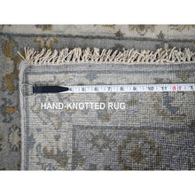 Load image into Gallery viewer, 2&#39;8&quot;x8&#39; Medium Gray, Karajeh And Geometric Design, Pure Wool, Hand Knotted, Runner Oriental Rug FWR508326