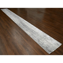 Load image into Gallery viewer, 2&#39;8&quot;x25&#39;7&quot; Cloud Gray, Abstract with Mosaic Design, Wool and Silk, Hand Knotted, XL Runner Oriental Rug FWR508332
