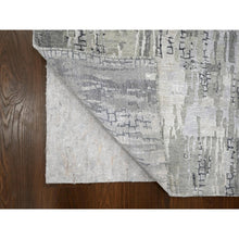 Load image into Gallery viewer, 2&#39;8&quot;x25&#39;7&quot; Cloud Gray, Abstract With Mosaic Design, Wool And Silk, Hand Knotted, Xl Runner Oriental Rug FWR508332