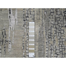 Load image into Gallery viewer, 2&#39;8&quot;x25&#39;7&quot; Cloud Gray, Abstract with Mosaic Design, Wool and Silk, Hand Knotted, XL Runner Oriental Rug FWR508332