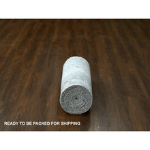 Load image into Gallery viewer, 2&#39;8&quot;x25&#39;7&quot; Cloud Gray, Abstract with Mosaic Design, Wool and Silk, Hand Knotted, XL Runner Oriental Rug FWR508332