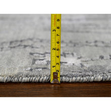 Load image into Gallery viewer, 2&#39;8&quot;x25&#39;7&quot; Cloud Gray, Abstract with Mosaic Design, Wool and Silk, Hand Knotted, XL Runner Oriental Rug FWR508332