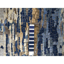 Load image into Gallery viewer, 2&#39;6&quot;x17&#39;9&quot; Prussian Blue, Denser Weave, Wool And Silk, Mosaic Design With Mix Of Gold, Hand Knotted Persian Knot, Xl Runner Oriental Rug FWR508344