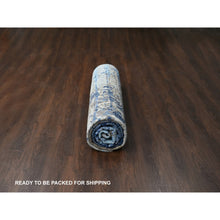 Load image into Gallery viewer, 12&#39;x12&#39; Brewers Blue, Modern Wool And Silk Mosaic Design With Mix Of Gold, Hand Knotted Persian Knot, Denser Weave, Oriental Square Rug FWR508362