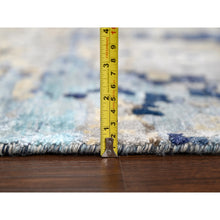 Load image into Gallery viewer, 12&#39;x12&#39; Brewers Blue, Modern Wool And Silk Mosaic Design With Mix Of Gold, Hand Knotted Persian Knot, Denser Weave, Oriental Square Rug FWR508362