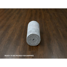 Load image into Gallery viewer, 2&#39;9&quot;x23&#39;8&quot; Sonic With Timberwolf Gray, Dense Weave, Abstract With Mosaic Design, Wool And Silk, Hand Knotted, Xl Runner Persian Knot Oriental Rug FWR508368
