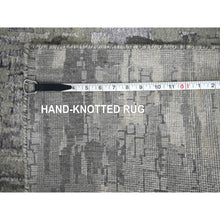 Load image into Gallery viewer, 2&#39;9&quot;x23&#39;8&quot; Sonic With Timberwolf Gray, Dense Weave, Abstract With Mosaic Design, Wool And Silk, Hand Knotted, Xl Runner Persian Knot Oriental Rug FWR508368