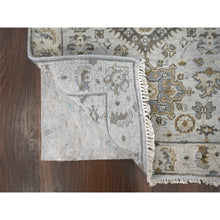 Load image into Gallery viewer, 2&#39;7&quot;x25&#39;10&quot; Cloud Gray, Organic Wool, Hand Knotted, Vegetable Dyes, Karajeh Design with Geometric Medallion, XL Runner Oriental Rug FWR508386