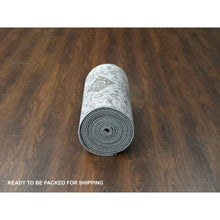 Load image into Gallery viewer, 2&#39;7&quot;x25&#39;10&quot; Cloud Gray, Organic Wool, Hand Knotted, Vegetable Dyes, Karajeh Design with Geometric Medallion, XL Runner Oriental Rug FWR508386