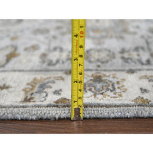 Load image into Gallery viewer, 2&#39;7&quot;x25&#39;10&quot; Cloud Gray, Organic Wool, Hand Knotted, Vegetable Dyes, Karajeh Design with Geometric Medallion, XL Runner Oriental Rug FWR508386