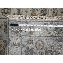 Load image into Gallery viewer, 2&#39;7&quot;x25&#39;10&quot; Cloud Gray, Organic Wool, Hand Knotted, Vegetable Dyes, Karajeh Design with Geometric Medallion, XL Runner Oriental Rug FWR508386