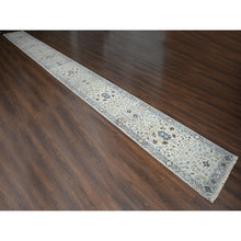 Load image into Gallery viewer, 2&#39;8&quot;x27&#39;8&quot; Oyster Gray, 100% Wool, Denser Weave, Hand Knotted, Vegetable Dyes, Oushak With Floral Motifs,  Xl Runner Oriental Rug FWR508410