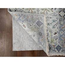 Load image into Gallery viewer, 2&#39;8&quot;x27&#39;8&quot; Oyster Gray, 100% Wool, Denser Weave, Hand Knotted, Vegetable Dyes, Oushak With Floral Motifs,  Xl Runner Oriental Rug FWR508410