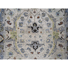 Load image into Gallery viewer, 2&#39;8&quot;x27&#39;8&quot; Oyster Gray, 100% Wool, Denser Weave, Hand Knotted, Vegetable Dyes, Oushak With Floral Motifs,  Xl Runner Oriental Rug FWR508410