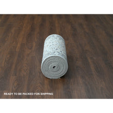 Load image into Gallery viewer, 2&#39;8&quot;x27&#39;8&quot; Oyster Gray, 100% Wool, Denser Weave, Hand Knotted, Vegetable Dyes, Oushak With Floral Motifs,  Xl Runner Oriental Rug FWR508410