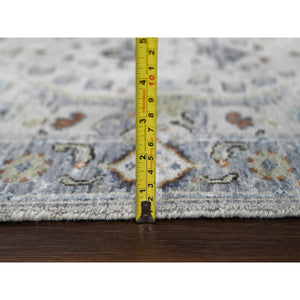 2'8"x27'8" Oyster Gray, 100% Wool, Denser Weave, Hand Knotted, Vegetable Dyes, Oushak With Floral Motifs,  Xl Runner Oriental Rug FWR508410