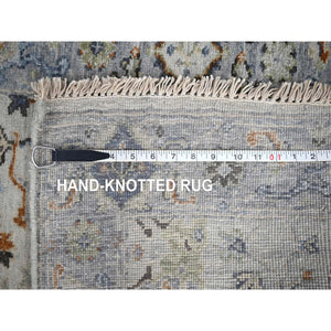 2'8"x27'8" Oyster Gray, 100% Wool, Denser Weave, Hand Knotted, Vegetable Dyes, Oushak With Floral Motifs,  Xl Runner Oriental Rug FWR508410