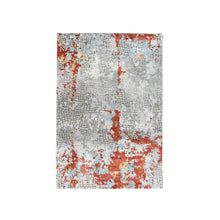 Load image into Gallery viewer, 3&#39;1&quot;x5&#39; Gainsboro Gray, Wool And Silk, Hand Knotted Abstract With Fire Mosaic Design, Persian Knot, Oriental Rug FWR508458