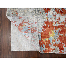 Load image into Gallery viewer, 3&#39;1&quot;x5&#39; Gainsboro Gray, Wool And Silk, Hand Knotted Abstract With Fire Mosaic Design, Persian Knot, Oriental Rug FWR508458