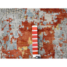 Load image into Gallery viewer, 3&#39;1&quot;x5&#39; Gainsboro Gray, Wool And Silk, Hand Knotted Abstract With Fire Mosaic Design, Persian Knot, Oriental Rug FWR508458