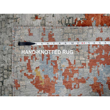 Load image into Gallery viewer, 3&#39;1&quot;x5&#39; Gainsboro Gray, Wool And Silk, Hand Knotted Abstract With Fire Mosaic Design, Persian Knot, Oriental Rug FWR508458