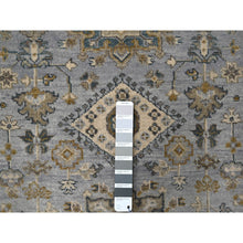 Load image into Gallery viewer, 3&#39;1&quot;x5&#39; Misty Gray With Daisy White, Hand Knotted, Karajeh Design With Geometric Medallion, Natural Wool, Oriental Rug FWR508464