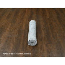 Load image into Gallery viewer, 3&#39;1&quot;x5&#39; Misty Gray With Daisy White, Hand Knotted, Karajeh Design With Geometric Medallion, Natural Wool, Oriental Rug FWR508464