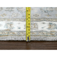 Load image into Gallery viewer, 3&#39;1&quot;x5&#39; Misty Gray With Daisy White, Hand Knotted, Karajeh Design With Geometric Medallion, Natural Wool, Oriental Rug FWR508464
