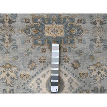 Load image into Gallery viewer, 8&#39;x8&#39; Sea Gray, Hand Knotted Karajeh Design With Geometric Medallion, Vegetable Dyes, Soft And Vibrant Wool, Round Oriental Rug FWR508476