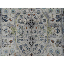 Load image into Gallery viewer, 3&#39;x4&#39;10&quot; Goose Gray, Vegetable Dyes, Hand Knotted, Oushak with Floral Motifs, Denser Weave, 100% Wool, Oriental Rug FWR508494