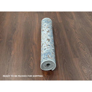 3'x4'10" Goose Gray, Vegetable Dyes, Hand Knotted, Oushak with Floral Motifs, Denser Weave, 100% Wool, Oriental Rug FWR508494
