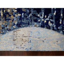 Load image into Gallery viewer, 6&#39;x6&#39; Prussian Blue, Wool And Silk Hand Knotted, Mosaic Design With Mix Of Gold, Round Oriental Rug FWR508512