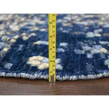 Load image into Gallery viewer, 6&#39;x6&#39; Prussian Blue, Wool And Silk Hand Knotted, Mosaic Design With Mix Of Gold, Round Oriental Rug FWR508512