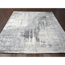 Load image into Gallery viewer, 12&#39;x12&#39; Battleship Gray, Abstract Persian Knot with Mosaic Design, Wool and Silk, Hand Knotted, Dense Weave, Square Oriental Rug FWR508518