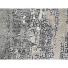 Load image into Gallery viewer, 12&#39;x12&#39; Battleship Gray, Abstract Persian Knot with Mosaic Design, Wool and Silk, Hand Knotted, Dense Weave, Square Oriental Rug FWR508518