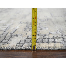 Load image into Gallery viewer, 12&#39;x12&#39; Battleship Gray, Abstract Persian Knot With Mosaic Design, Wool And Silk, Hand Knotted, Dense Weave, Square Oriental Rug FWR508518