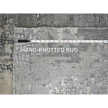 Load image into Gallery viewer, 12&#39;x12&#39; Battleship Gray, Abstract Persian Knot with Mosaic Design, Wool and Silk, Hand Knotted, Dense Weave, Square Oriental Rug FWR508518