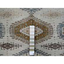 Load image into Gallery viewer, 3&#39;1&quot;x5&#39;2&quot; Pale Smoke Gray, Persian Village Influence with Geometrical Medallions, Denser Weave, Pure Wool, Hand Knotted, Oriental Rug FWR508548